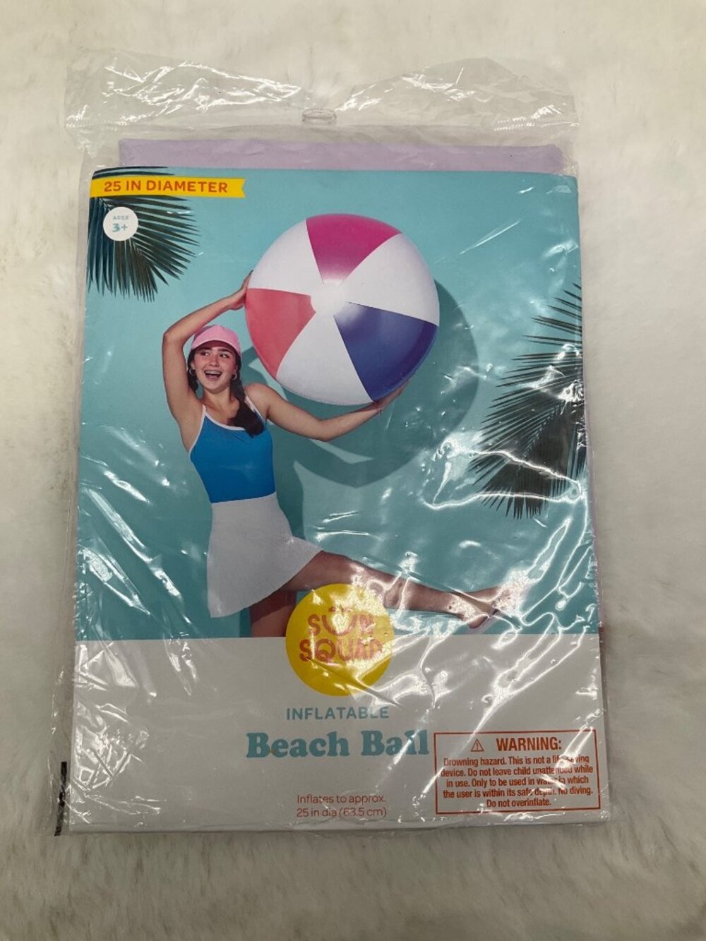 Sun Squad Large Inflatable PVC Beach Ball 25" Diameter Pool Beach NEW! - Picture 3 of 3